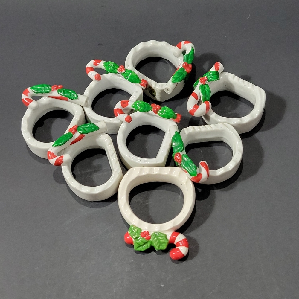 Candy cane napkin rings Holiday christmas lot 8